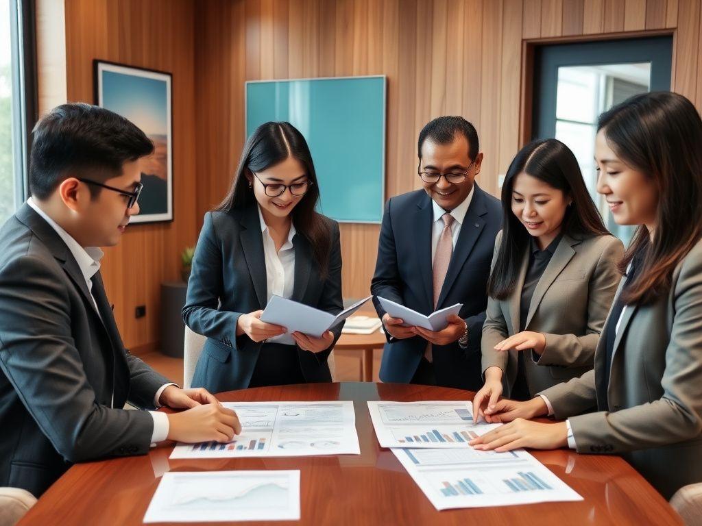 The Hubernal advisory team reviewing financial charts in the boardroom